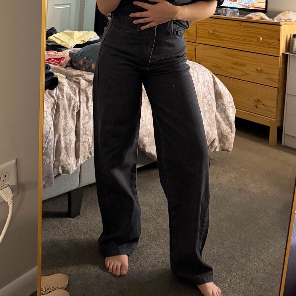 Zara Black High-Rise Wide-Leg Jeans